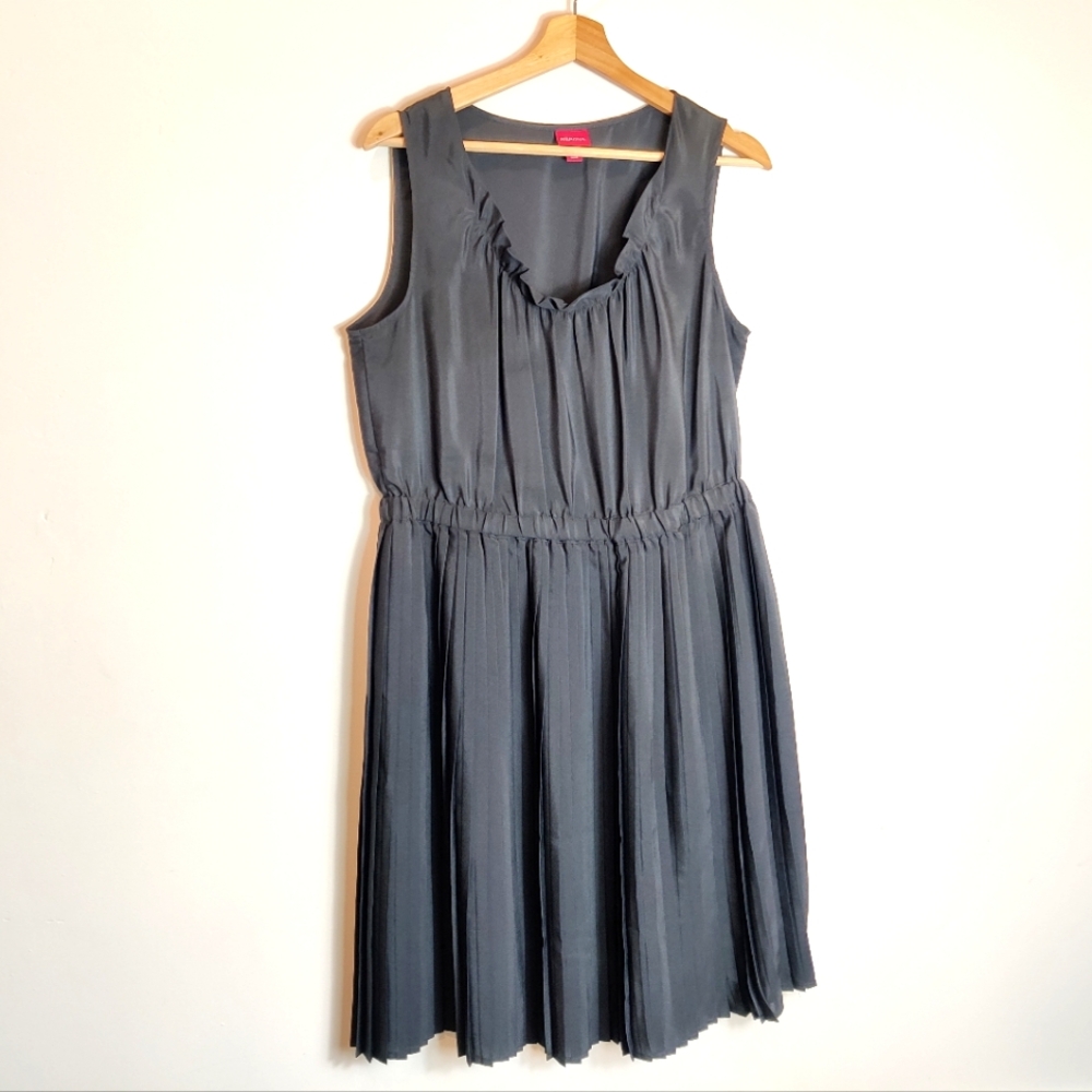 Merona Pleated A-line Midi Sleeveless Dress Black Size Large